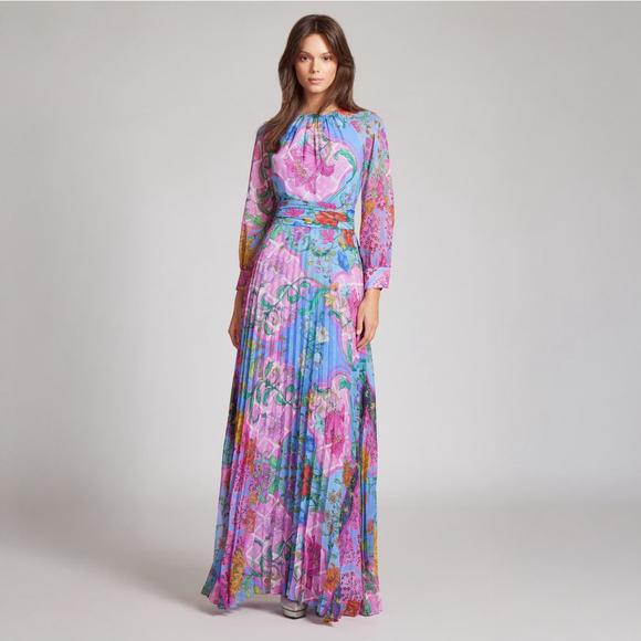 NWT Teri Jon Rickie Freeman Pleated Chiffon Maxi Dress Floral $750 - Size 8  is available for purchase on au PAY Market - Imported Goods Online Store  Co.Ltd. | au PAY Market - Online Shopping Site